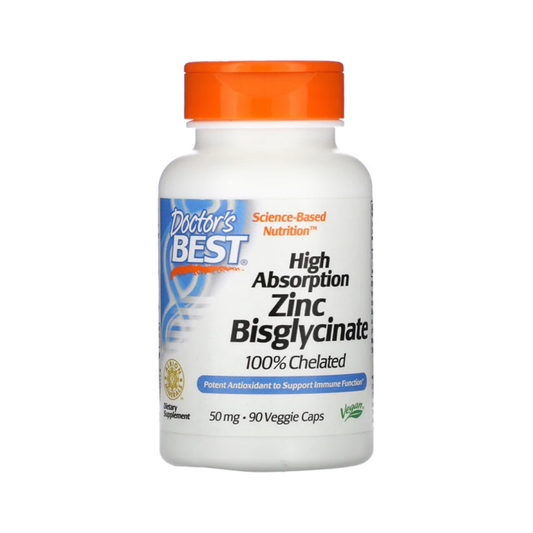 DOCTOR'S BEST HIGH ABSORPTION ZINC BISGLYCINATE 50MG - 90 VCAPS