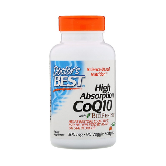 DOCTOR'S BEST HIGH ABSORPTION COQ10 WITH BIOPERINE 300MG - 90 VEGGIE SOFTGELS