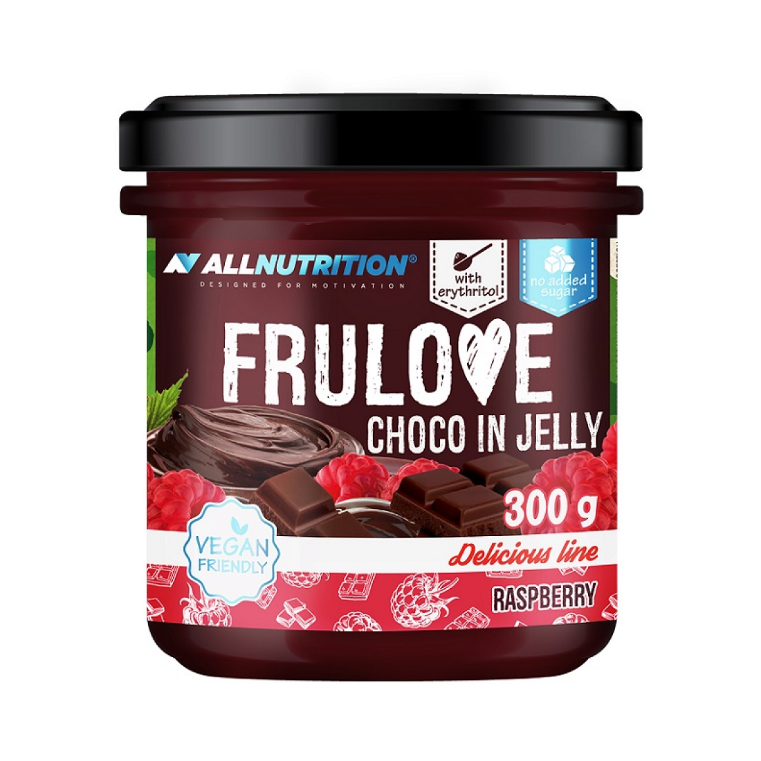 ALLNUTRITION FRULOVE CHOCO IN JELLY RASPBERRY - 300 GRAMS