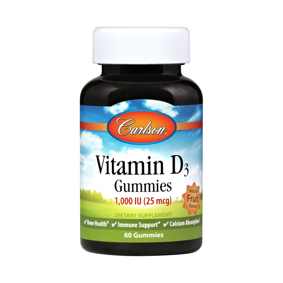 CARLSON LABS VITAMIN D3 GUMMIES 1000 IU NATURAL FRUIT - 60 GUMMIES