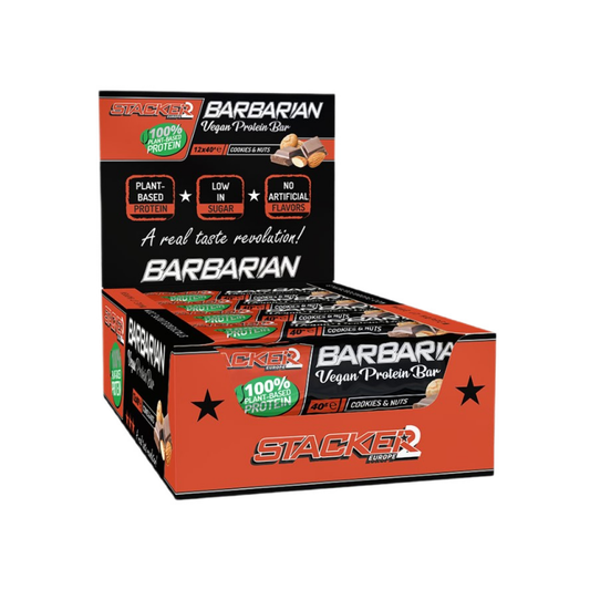 STACKER2 EUROPE BARBARIAN VEGAN PROTEIN BAR COOKIES & NUTS - 12 X 40G