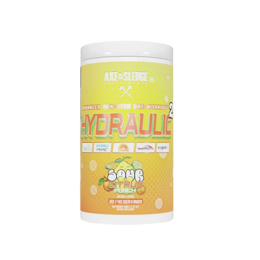 AXE & SLEDGE HYDRAULIC V2 NON-STIM PRE-WORKOUT SOUR CITRUS PUNCH - 498 GRAMS