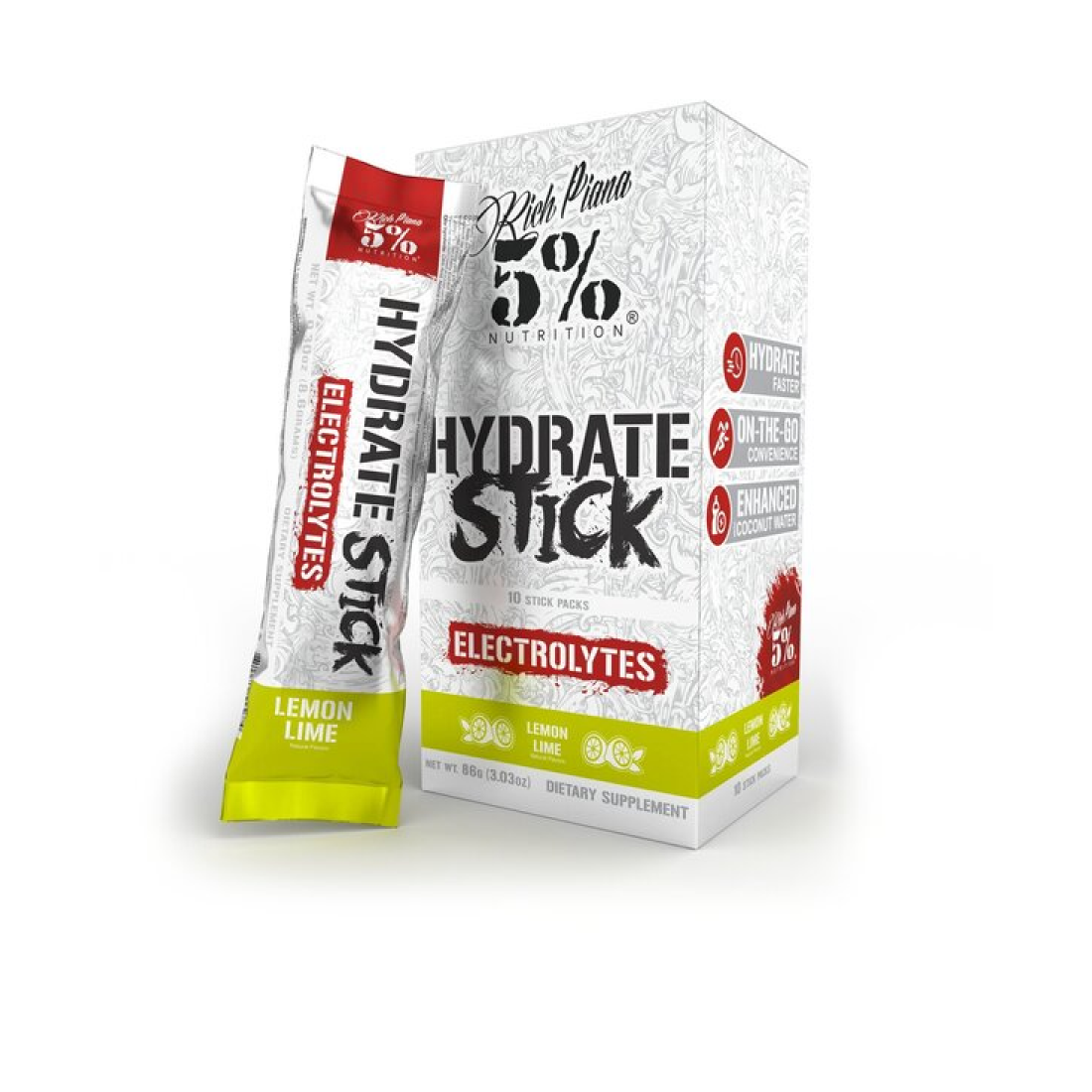 5% NUTRITION HYDRATE - LEGENDARY SERIES STICK PACKS LEMON LIME - 10 X 9G