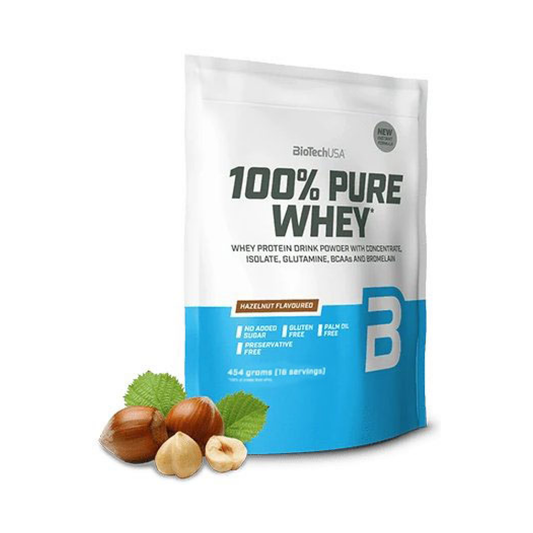 BIOTECHUSA 100% PURE WHEY HAZELNUT - 454 GRAMS