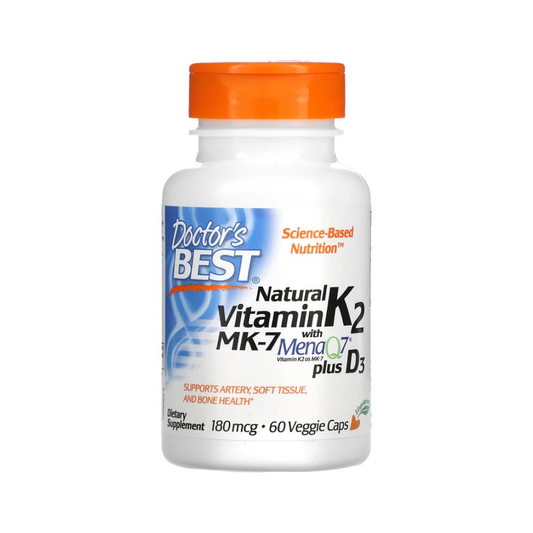 DOCTOR'S BEST NATURAL VITAMIN K2 MK7 WITH MENAQ7 PLUS D3 180MCG - 60 VCAPS