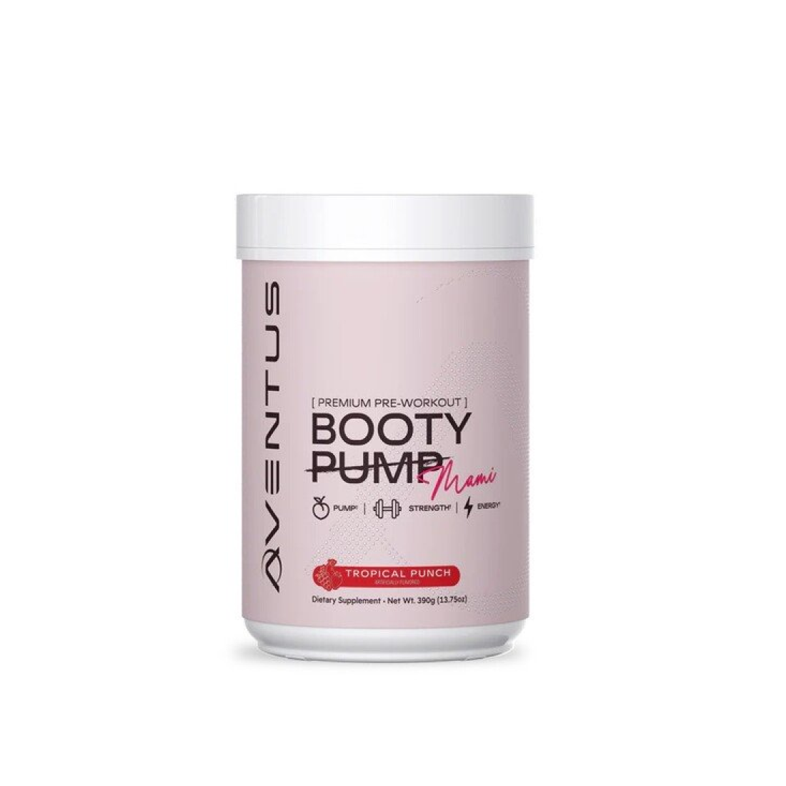 AVENTUS SUPPLEMENTS BOOTY PUMP - PREMIUM PRE-WORKOUT MAMI TROPICAL PUNCH - 390 GRAMS