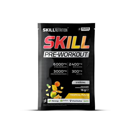SKILL NUTRITION SKILL PRE-WORKOUT TROPICAL PUNCH - 16 GRAMS (1 SERVING)