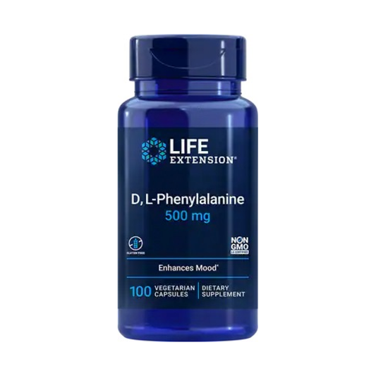 LIFE EXTENSION D L-PHENYLALANINE 500MG - 100 VCAPS
