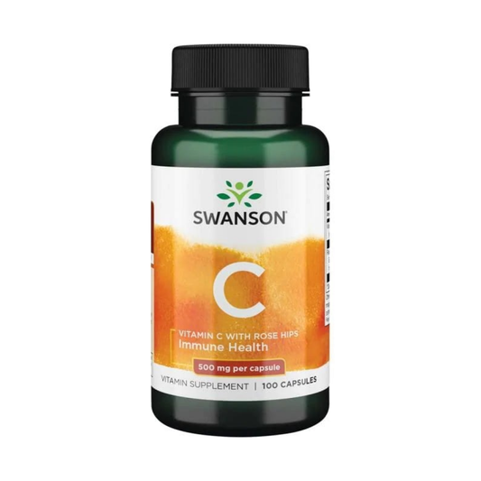 SWANSON VITAMIN C WITH ROSE HIPS EXTRACT 500MG - 100 CAPS