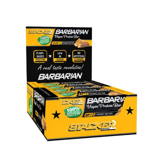 STACKER2 EUROPE BARBARIAN VEGAN PROTEIN BAR PEANUT BUTTER - 12 X 40G