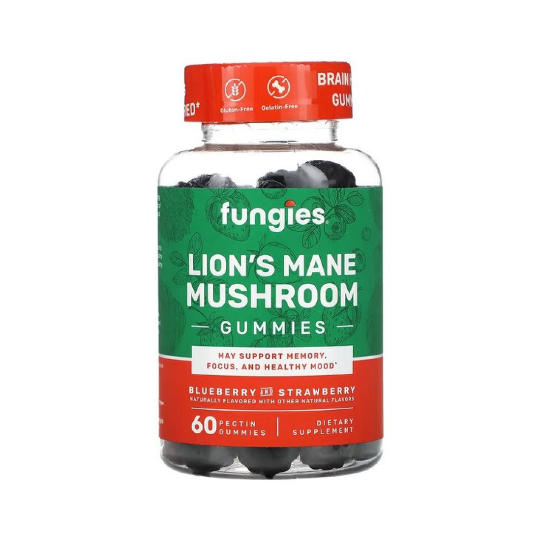 FUNGIES LION'S MANE MUSHROOM GUMMIES BLUEBERRY & STRAWBERRY - 60 GUMMIES