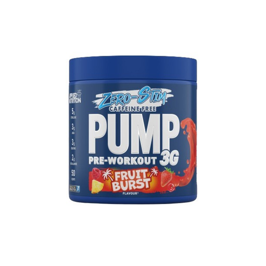 APPLIED NUTRITION PUMP 3G PRE-WORKOUT (ZERO STIMULANT) FRUIT BURST - 375 GRAMS