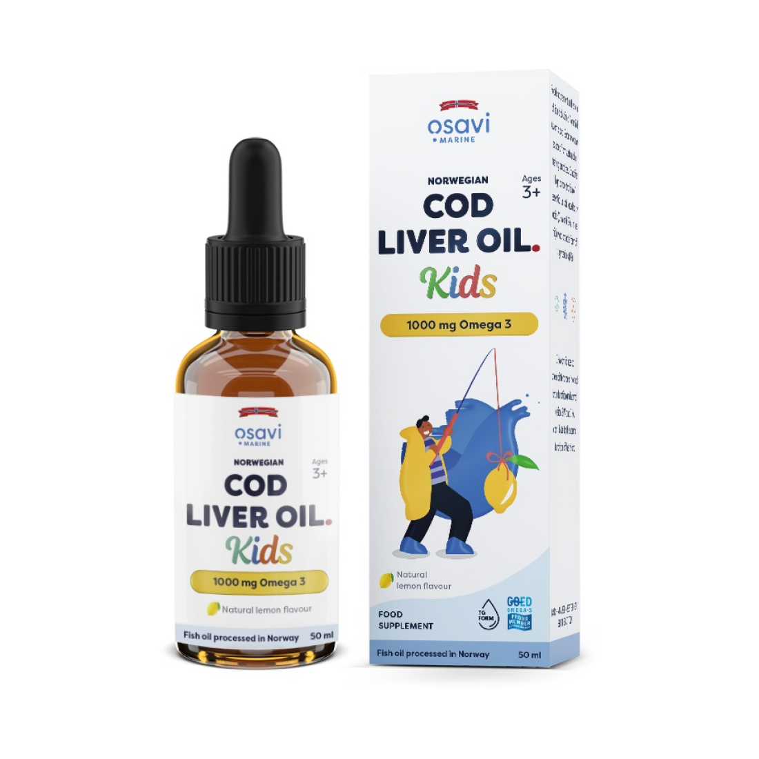 OSAVI NORWEGIAN COD LIVER OIL KIDS 1000MG OMEGA 3 (LEMON) - 50 ML