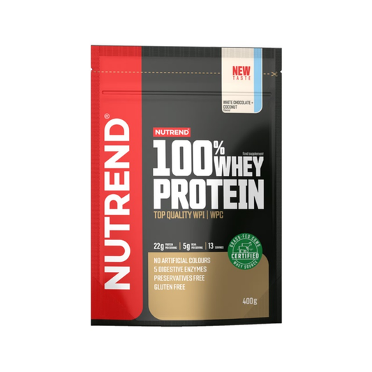 NUTREND 100% WHEY PROTEIN WHITE CHOCOLATE + COCONUT - 400 GRAMS