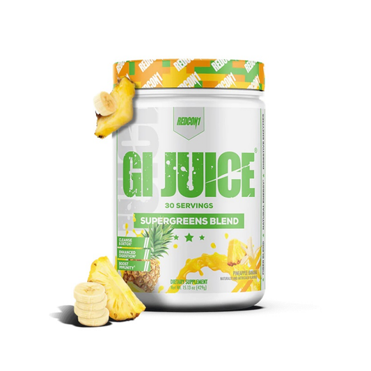 REDCON1 GI JUICE SUPERGREENS BLEND PINEAPPLE BANANA - 429 GRAMS