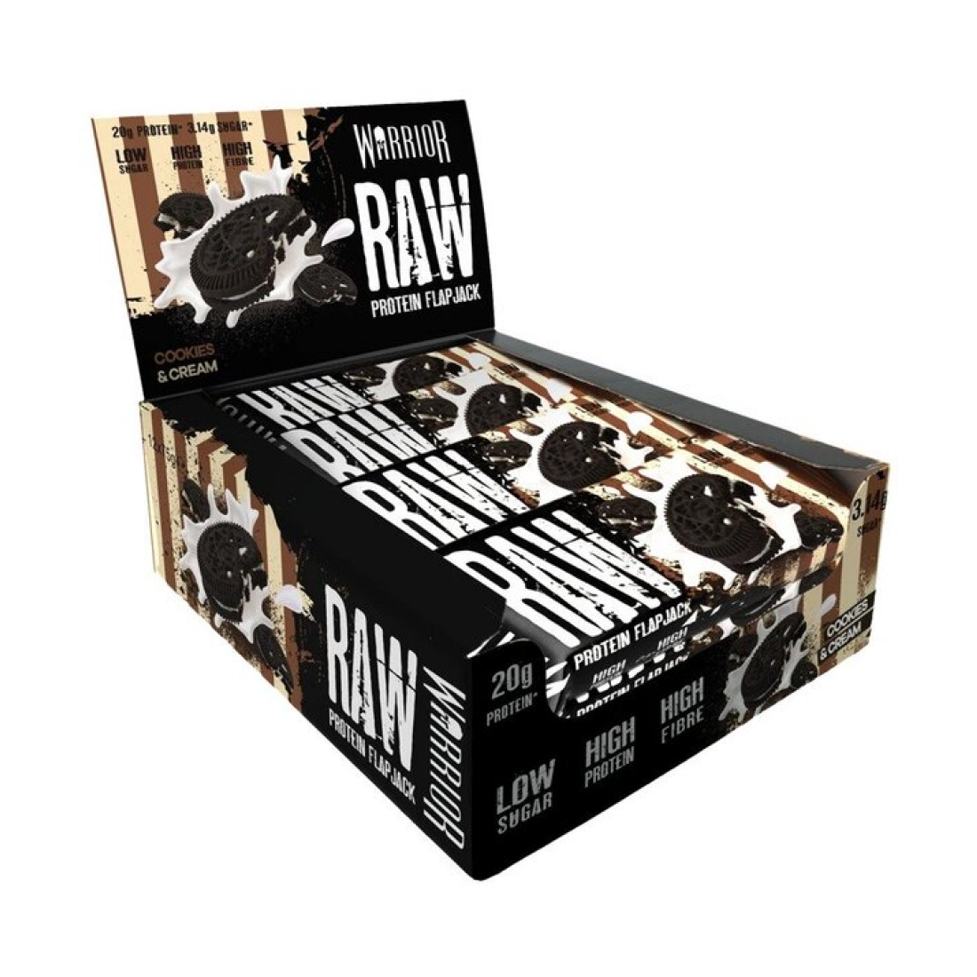 WARRIOR RAW PROTEIN FLAPJACK COOKIES & CREAM - 12 BARS