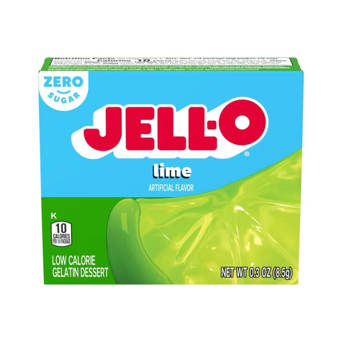 JELL-O GELATIN DESSERT SUGAR FREE LIME - 85 GRAMS
