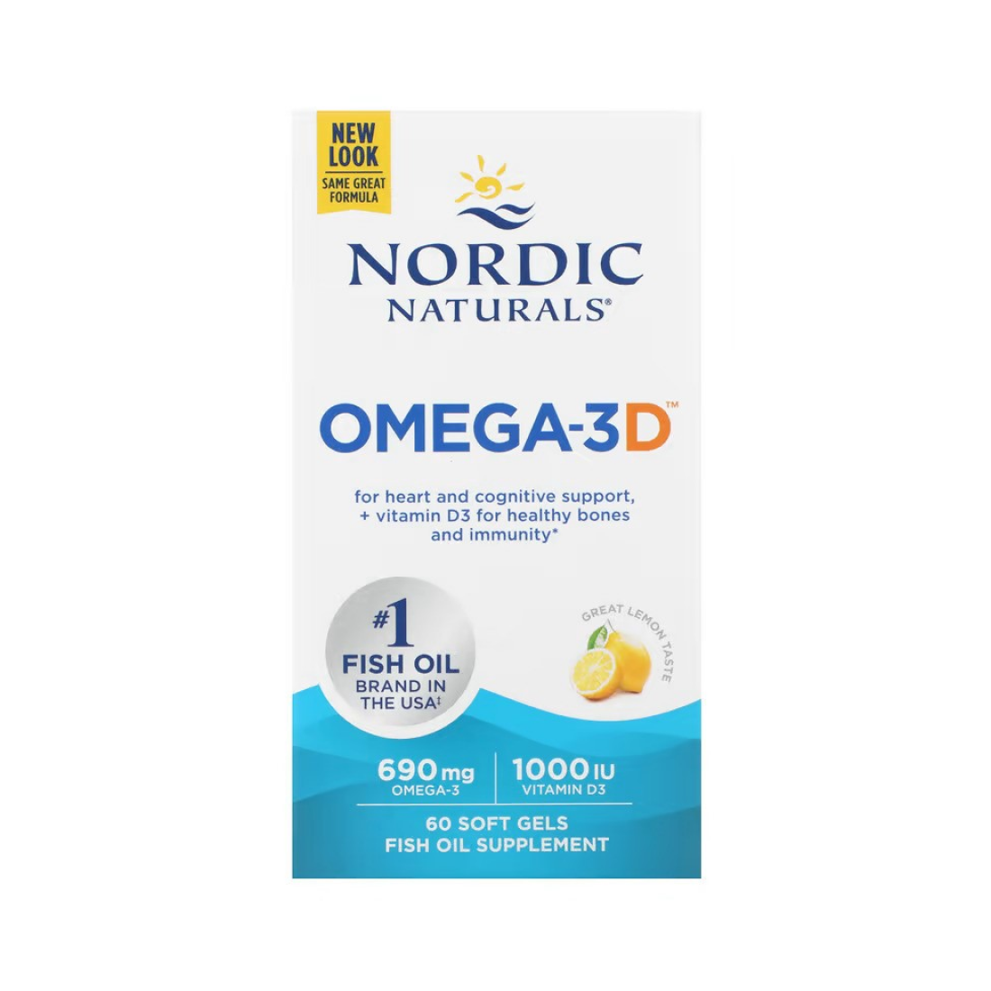 NORDIC NATURALS OMEGA-3D 690MG LEMON - 60 SOFTGELS