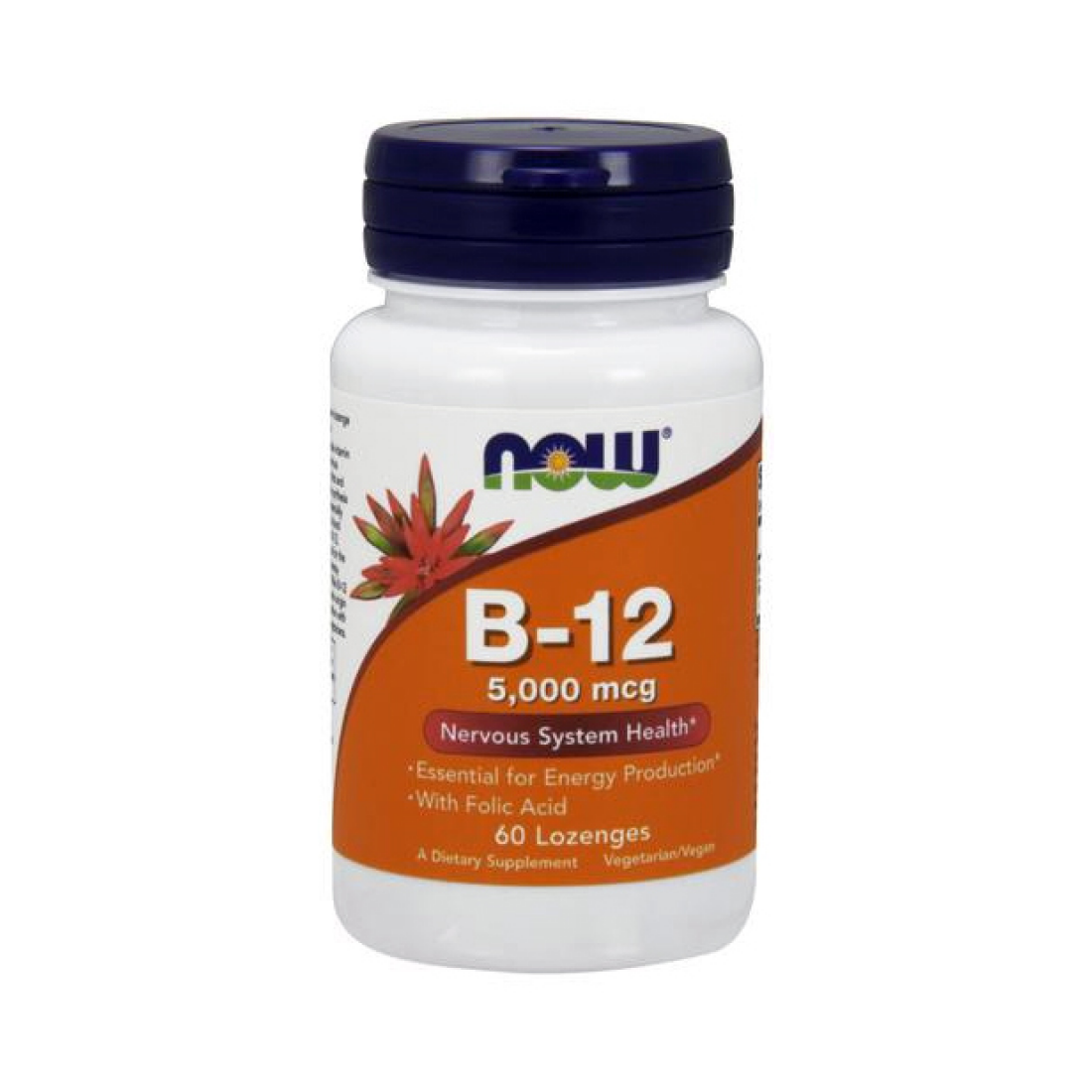 NOW FOODS VITAMIN B-12 WITH FOLIC ACID 5000MCG - 60 LOZENGES