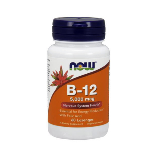 NOW FOODS VITAMIN B-12 WITH FOLIC ACID 5000MCG - 60 LOZENGES