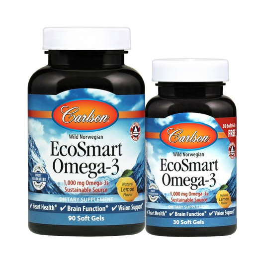 CARLSON LABS SMART OMEGA-3 1000MG NATURAL LEMON - 90 + 30 SOFTGELS