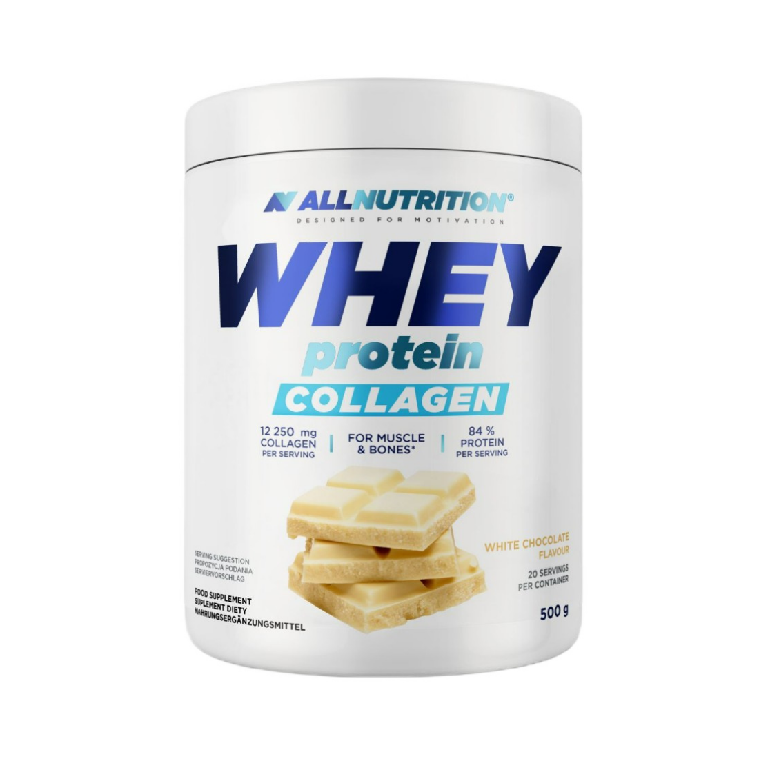 ALLNUTRITION WHEY PROTEIN COLLAGEN WHITE CHOCOLATE - 500 GRAMS