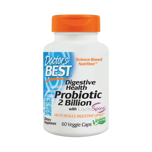 DOCTOR'S BEST DIGESTIVE HEALTH PROBIOTIC 2 BILLION WITH LACTOSPORE - 60 VCAPS