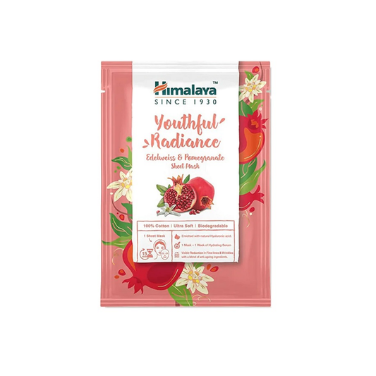 HIMALAYA YOUTHFUL RADIANCE EDELWEISS & POMEGRANATE SHEET MASK - 30 ML