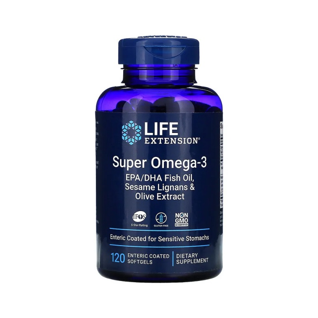 LIFE EXTENSION SUPER OMEGA-3 EPA/DHA WITH SESAME LIGNANS & OLIVE EXTRACT - 120 ENTERIC COATED SOFTGELS
