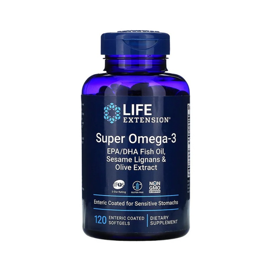 LIFE EXTENSION SUPER OMEGA-3 EPA/DHA WITH SESAME LIGNANS & OLIVE EXTRACT - 120 ENTERIC COATED SOFTGELS
