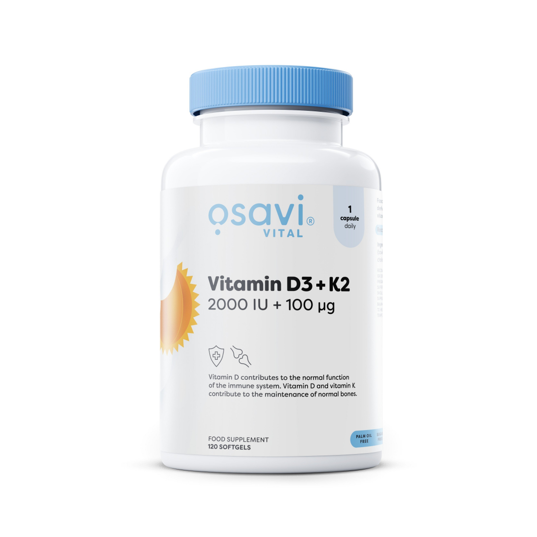 OSAVI VITAMIN D3 + K2 2000IU + 100MCG - 120 SOFTGELS