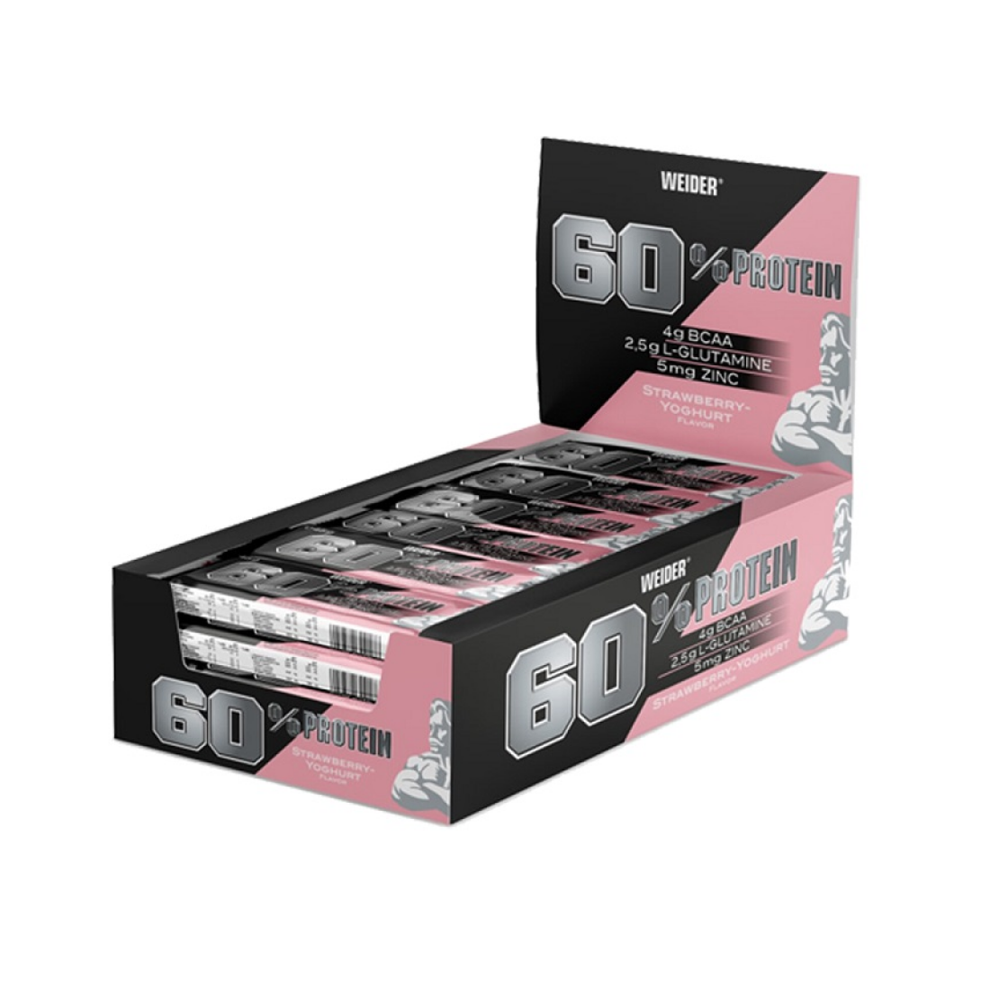 WEIDER 60% PROTEIN BAR STRAWBERRY-YOGHURT - 24 X 45G