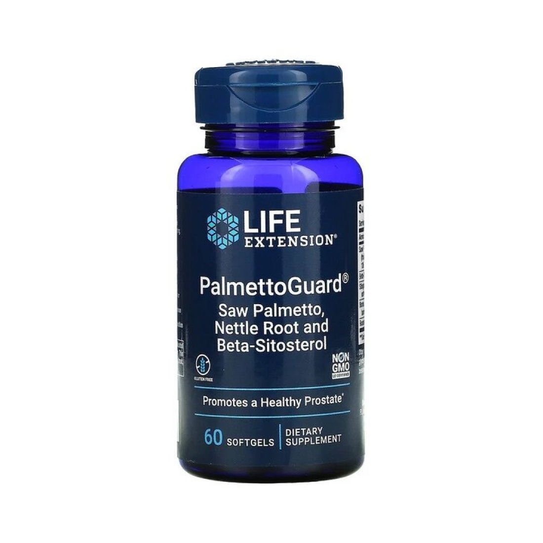 LIFE EXTENSION PALMETTOGUARD SAW PALMETTO/NETTLE ROOT WITH BETA-SITOSTEROL - 60 SOFTGELS